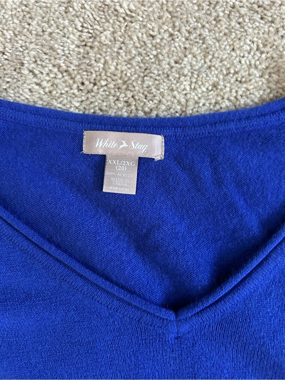 White Stag Cobalt Blue V-Neck Long Sleeve Sweater XXL 20